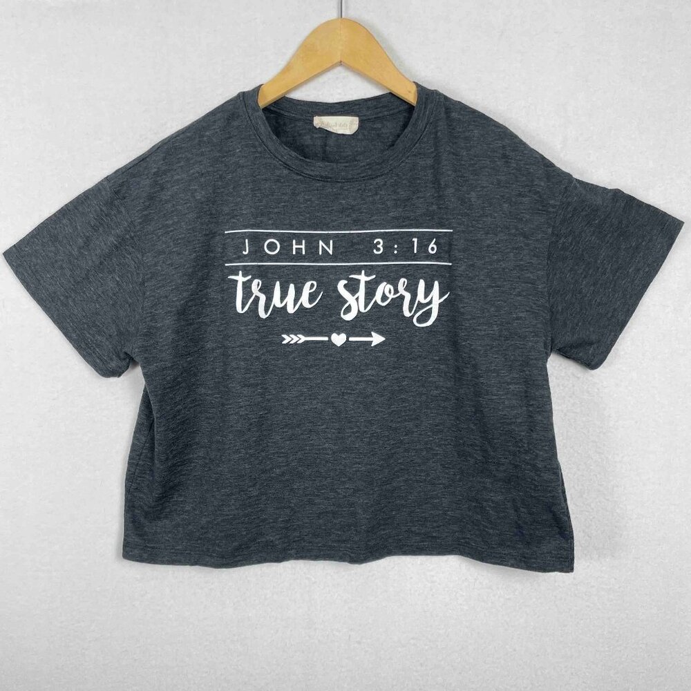 Altar'd State John 3:16 True Story Graphic Cropped Tee / T-Shirt Womens Size S